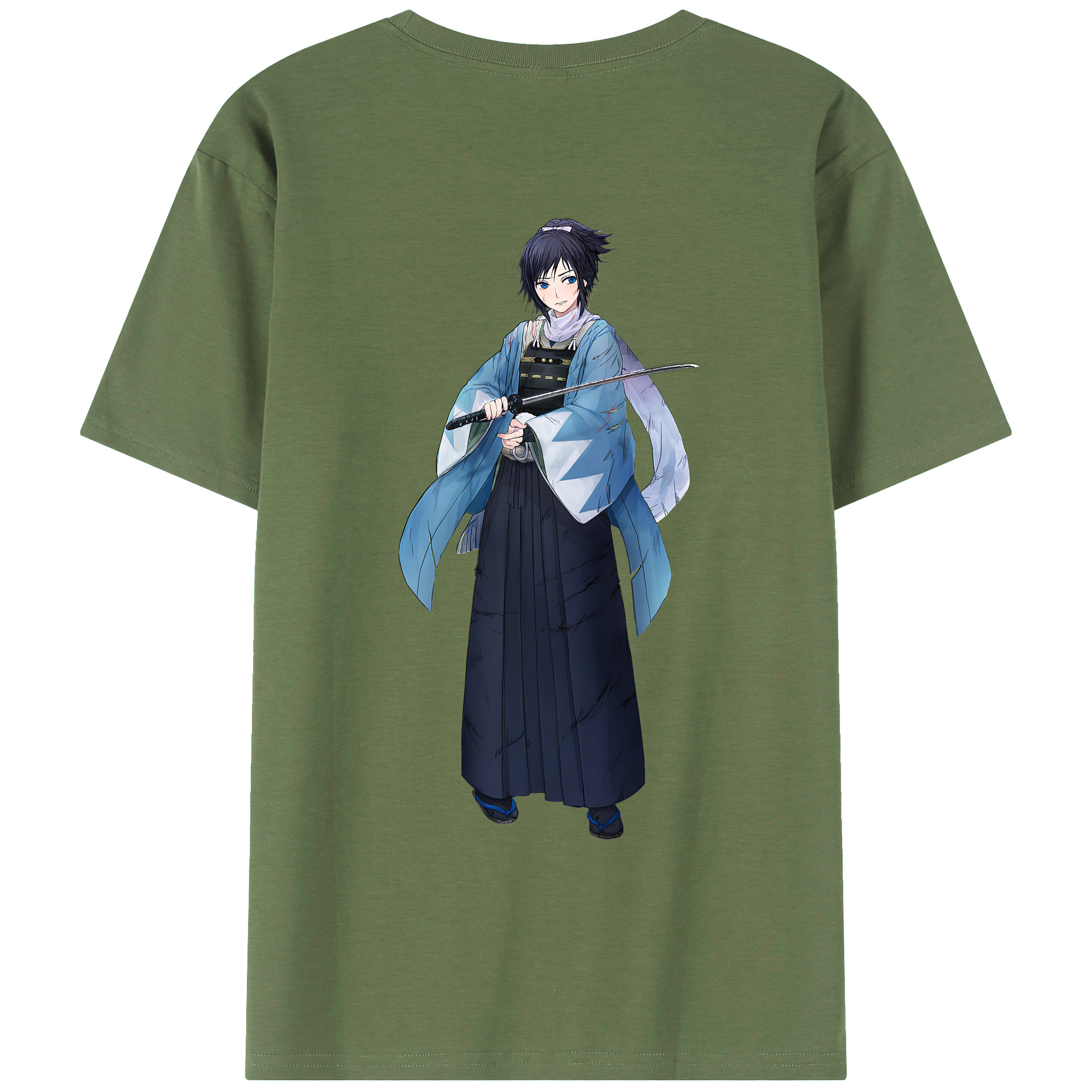 （画像用） 刀剣乱舞 Touken Ranbu 綿100％ メンズ半袖Tシャツ（バックプリント） 通気性